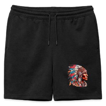 Amérindien Peau rouge d’Amérique - Short de survêtement homme premium - noir - Devant - AI Model Male 178 light (178cm)