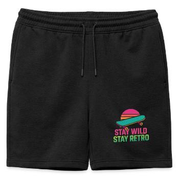 Stay Wild Retro Skate - Mens' Premium Organic Sweatshorts - black - Front - AI Model Male 178 light (178cm)