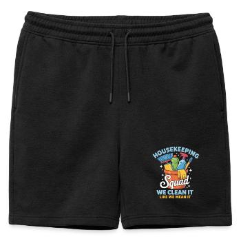 Conception de nettoyage amusante - Short de survêtement homme premium - noir - Devant - AI Model Male 178 light (178cm)