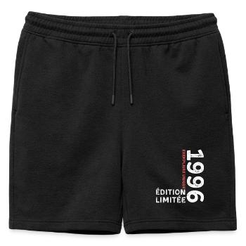 1996 vintage typographic style - Mens' Premium Organic Sweatshorts - black - Front - AI Model Male 178 light (178cm)