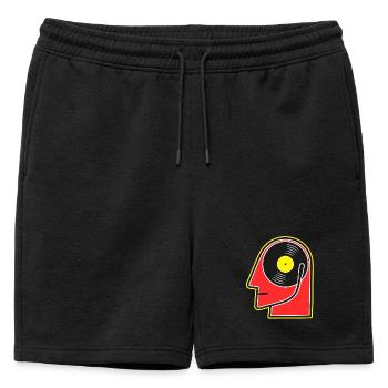 Portrait de tête de dessin animé d’album vinyle - Short de survêtement homme premium - noir - Devant - AI Model Male 178 light (178cm)