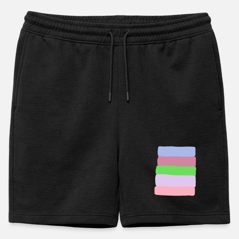 Pastellstreifen-Stack - Männer Premium Organic Sweatshorts - Schwarz