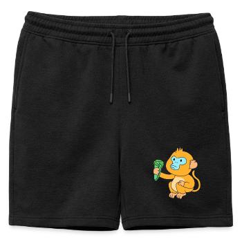 Singe à nez court Chimpanzé singe - Short de survêtement homme premium - noir - Devant - AI Model Male 178 light (178cm)