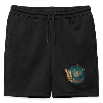 Conception d’empreintes digitales en forme de cœur d’amour - Short de survêtement homme premium - noir - Devant - AI Model Male 178 light (178cm)