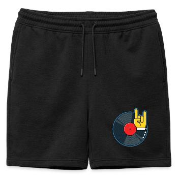 Album vinyle avec la main des cuivres doigts - Short de survêtement homme premium - noir - Devant - AI Model Male 178 light (178cm)