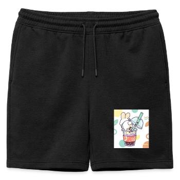 Bubble Tea Boba Drôle de Lapin mignon - Short de survêtement homme premium - noir - Devant - AI Model Male 178 light (178cm)