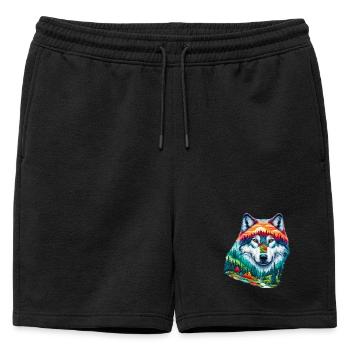 Loup - Short de survêtement homme premium - noir - Devant - AI Model Male 178 light (178cm)