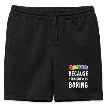 Queer, weil Geradlinigkeit langweilig - Männer Premium Organic Sweatshorts - Schwarz - Vorne - AI Model Male 178 light (178cm)