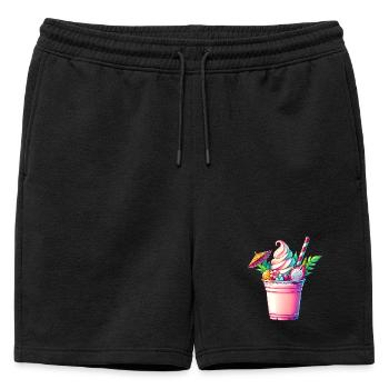 Exotic Fruity Dreams :Milkshake d’été - Short de survêtement homme premium - noir - Devant - AI Model Male 178 light (178cm)