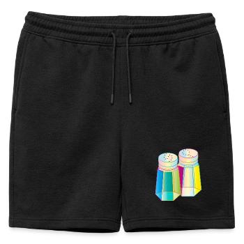 Sel et poivre dans un verre Prisma – Épices colorées - Short de survêtement homme premium - noir - Devant - AI Model Male 178 light (178cm)
