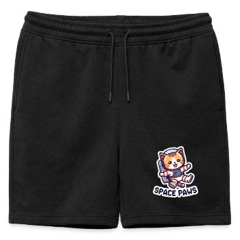 Space Paws – Chat pixel dans l’espace - Short de survêtement homme premium - noir - Devant - AI Model Male 178 light (178cm)
