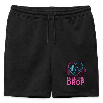 FEEL THE DROP Cœur Neon EDM Fête Électro - Short de survêtement homme premium - noir - Devant - AI Model Male 178 light (178cm)