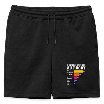 Pourquoi Je Perds Au rugby  - Short de survêtement homme premium - noir - Devant - AI Model Male 178 light (178cm)