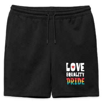 LGBTQ-Pride-Monat – Liebe. Gleichheit. Kommt - Männer Premium Organic Sweatshorts - Schwarz - Vorne - AI Model Male 178 light (178cm)