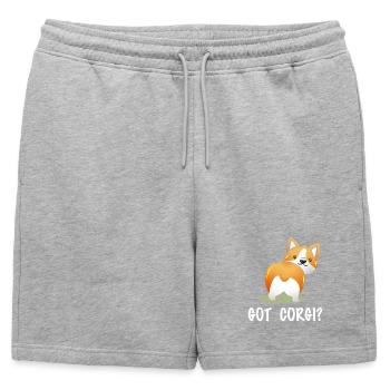 Got Corgi? Frecher Corgi-Po Spruch - Männer Premium Organic Sweatshorts - Grau meliert - Vorne - AI Model Male 178 light (178cm)
