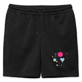 Gouttes de peinture et un coeur - Short de survêtement homme premium - noir - Devant - AI Model Male 178 light (178cm)