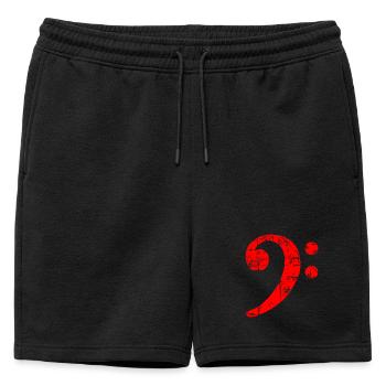 Bass Clef Vintage Musical Symbols Design (Rouge) - Short de survêtement homme premium - noir - Devant - AI Model Male 178 light (178cm)