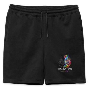 End The Stigma Mental Health Matters - Mens' Premium Organic Sweatshorts - black - Front - AI Model Male 178 light (178cm)
