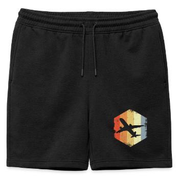 Avion à réaction vintage - Short de survêtement homme premium - noir - Devant - AI Model Male 178 light (178cm)