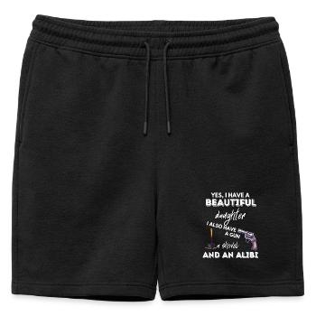 Alibi de la pelle au fusil fille - Short de survêtement homme premium - noir - Devant - AI Model Male 178 light (178cm)