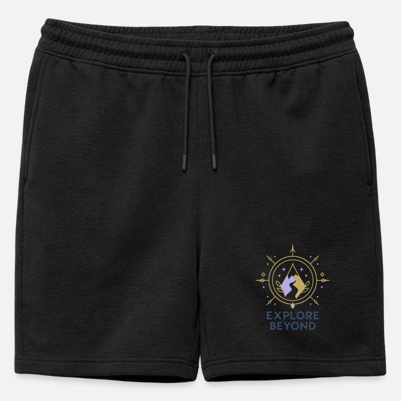 Explore Beyond Kompass - Männer Premium Organic Sweatshorts - Schwarz