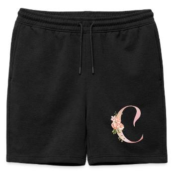 Q Florale Aquarelle et Ruban - Short de survêtement homme premium - noir - Devant - AI Model Male 178 light (178cm)