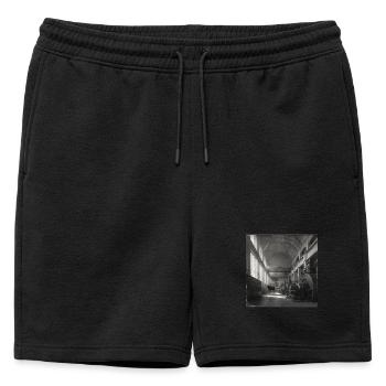 Lost Place Moose Art noir & blanc Crime animalier - Short de survêtement homme premium - noir - Devant - AI Model Male 178 light (178cm)