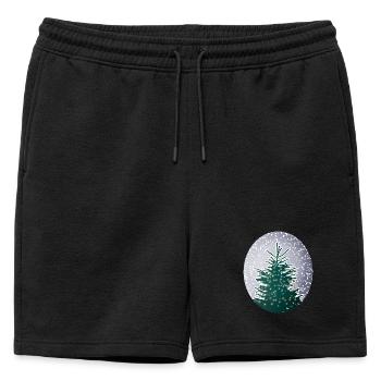 sapin de Noël illuminé dans la neige - Short de survêtement homme premium - noir - Devant - AI Model Male 178 light (178cm)