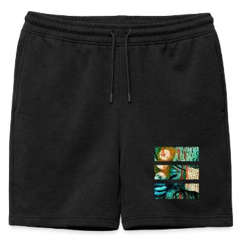 Paysage abstrait aux couleurs vives - Short de survêtement homme premium - noir - Devant - AI Model Male 178 light (178cm)