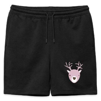 Rudolph bois coeur nez scandinave enfants cool - Short de survêtement homme premium - noir - Devant - AI Model Male 178 light (178cm)