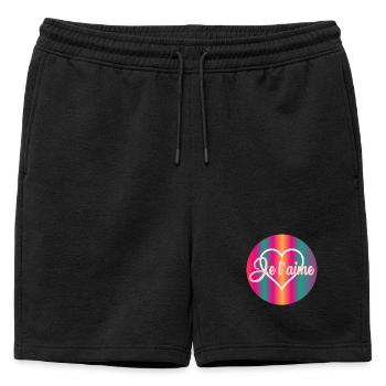 COEUR JE T'AIME - Short de survêtement homme premium - noir - Devant - AI Model Male 178 light (178cm)