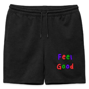 HAPPY. FREE. LIBERTE. BIEN-ÊTRE. ZEN. MEDITATION. - Short de survêtement homme premium - noir - Devant - AI Model Male 178 light (178cm)