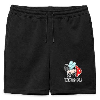 Fly agaric - half fly, half mushroom - Mens' Premium Organic Sweatshorts - black - Front - AI Model Male 178 light (178cm)