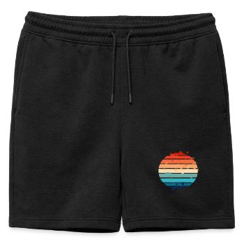 Éclaboussures Rétro Coucher de Soleil - Short de survêtement homme premium - noir - Devant - AI Model Male 178 light (178cm)