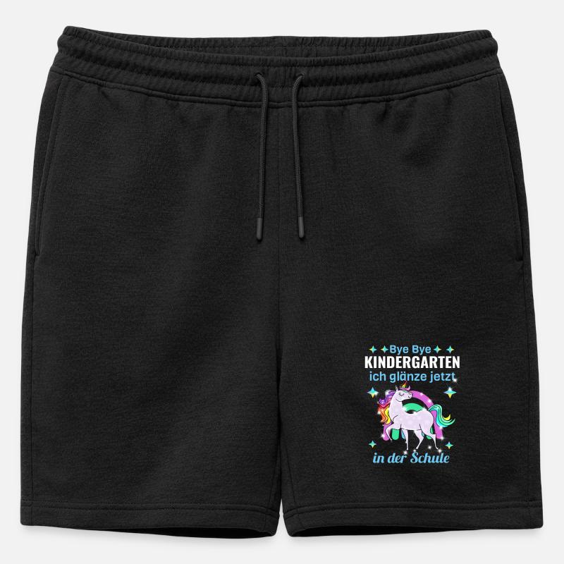 Bye Bye Kindergarten Glitzer Einhorn Einschulung - Männer Premium Organic Sweatshorts - Schwarz