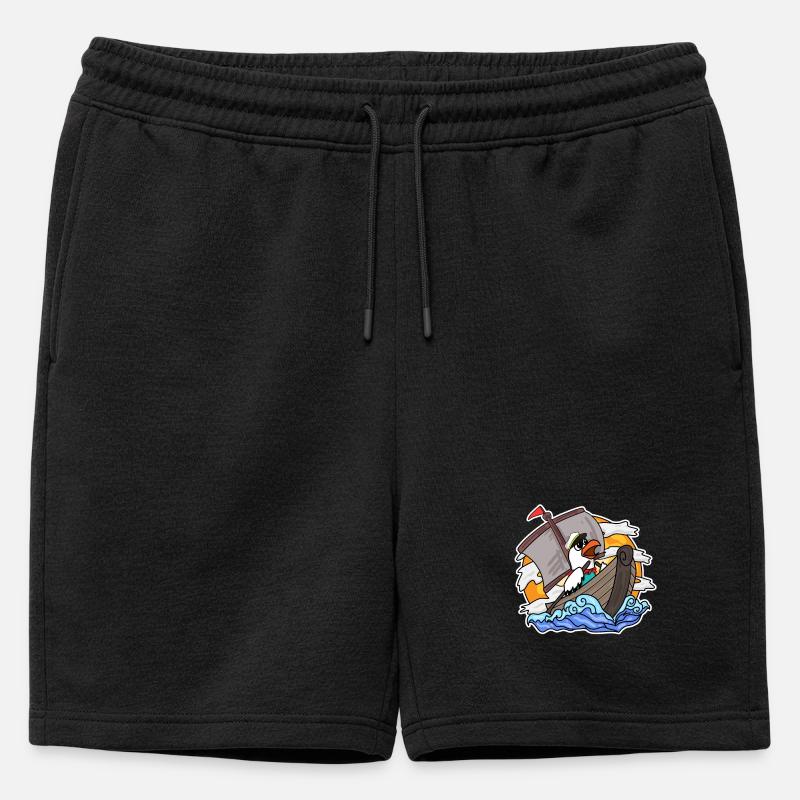 Möwe im Boot - Männer Premium Organic Sweatshorts - Schwarz