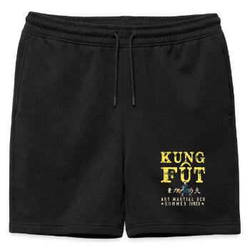 Kung Fût Jeu de mot Rhum Barbecue Buvette Soirée - Short de survêtement homme premium - noir - Devant - AI Model Male 178 light (178cm)