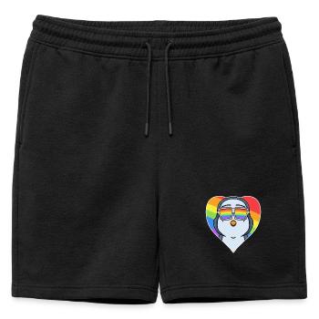 Gay Animal Penguin Rainbow Heart - Short de survêtement homme premium - noir - Devant - AI Model Male 178 light (178cm)