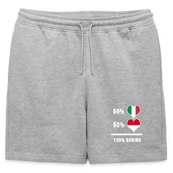 Indonesia and Italy flags 100% genius - Mens' Premium Organic Sweatshorts - heather grey - Front - AI Model Male 178 light (178cm)