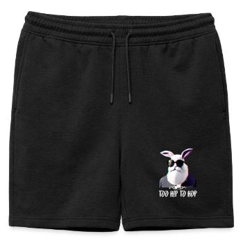 Lapin hipster cool trop branché pour hop - Short de survêtement homme premium - noir - Devant - AI Model Male 178 light (178cm)
