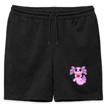 Axolotl Heart Love - Heart Motif - Short de survêtement homme premium - noir - Devant - AI Model Male 178 light (178cm)