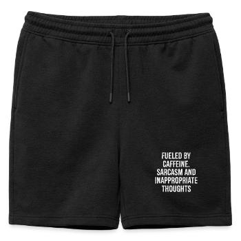 Fueled by Caffeine Sarcasm Funny Shirt - Mens' Premium Organic Sweatshorts - black - Front - AI Model Male 178 light (178cm)