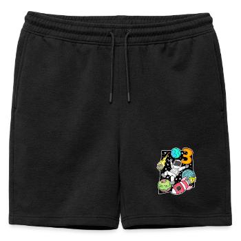 3 Birthday Boy Astronaut - Mens' Premium Organic Sweatshorts - black - Front - AI Model Male 178 light (178cm)