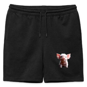Pig Domestic Pig Pig Piglet Piggy - Mens' Premium Organic Sweatshorts - black - Front - AI Model Male 178 light (178cm)