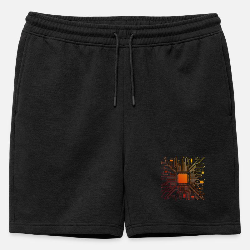 Tech Computer Motherboard Abstract Microchip - Mens' Premium Organic Sweatshorts - black