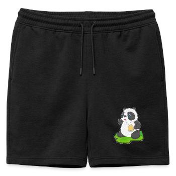 Panda Bier - Männer Premium Organic Sweatshorts - Schwarz - Vorne - AI Model Male 178 light (178cm)