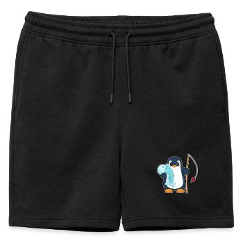 Pingouin Pêcheur Poisson Pêche - Short de survêtement homme premium - noir - Devant - AI Model Male 178 light (178cm)