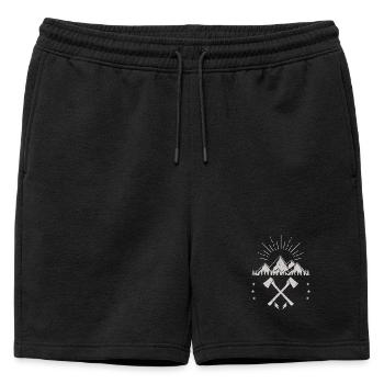 Montagne accidentée lever de soleil hache emblème - Short de survêtement homme premium - noir - Devant - AI Model Male 178 light (178cm)