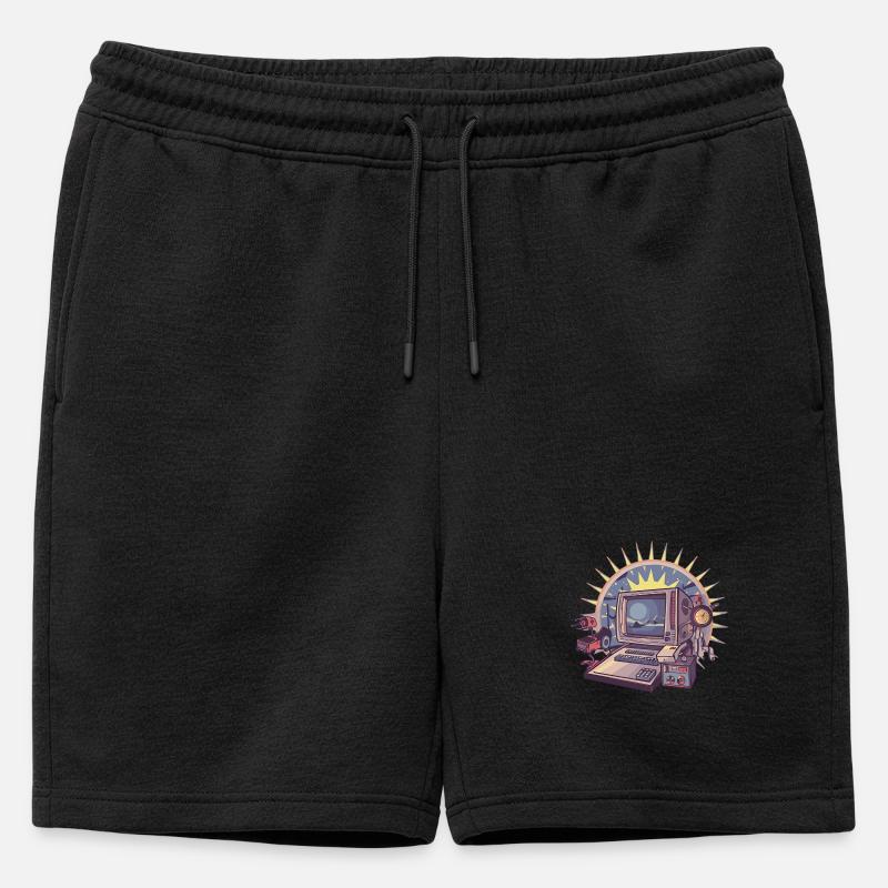 Futuristischer Computer mit Retro-Elementen - Männer Premium Organic Sweatshorts - Schwarz