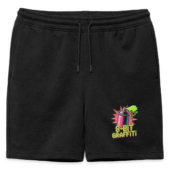 8-bit Graffiti Pop Culture Rétro Jeu vidéo - Short de survêtement homme premium - noir - Devant - AI Model Male 178 light (178cm)